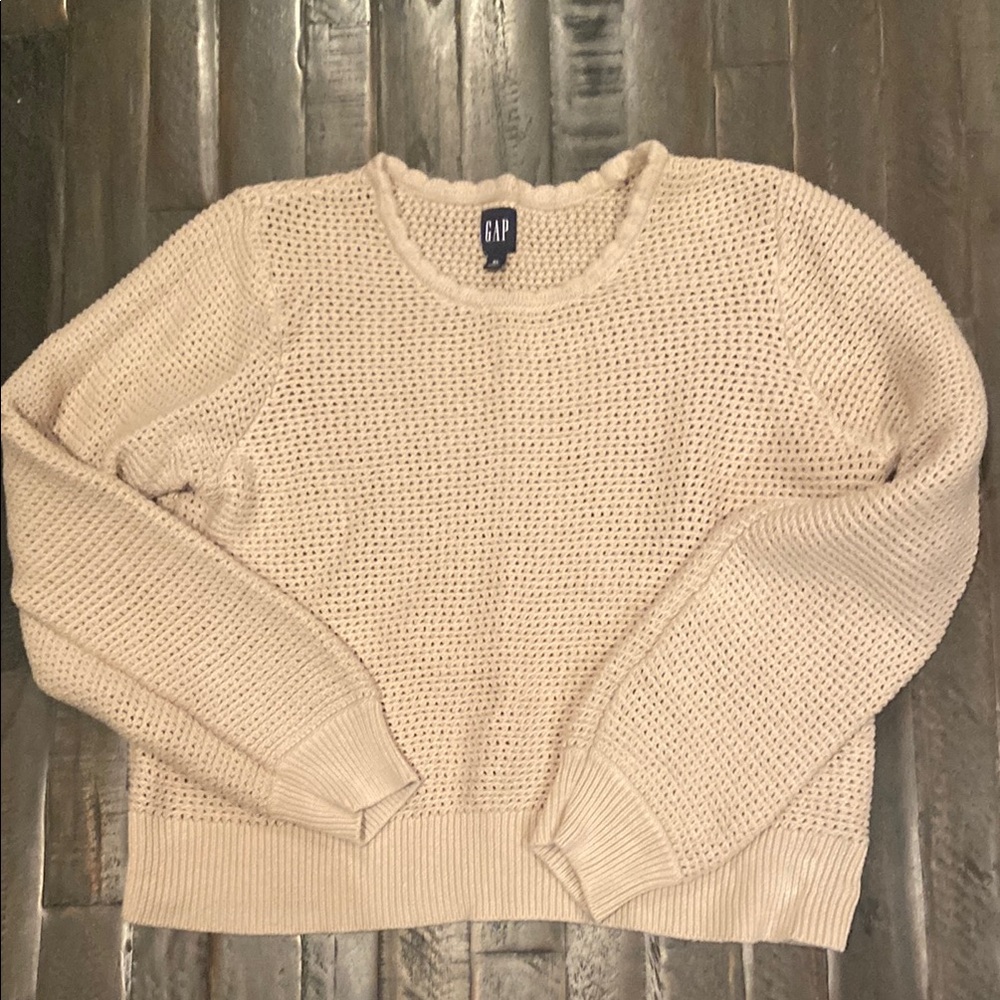 GAP Cream Crew Neck Sweater with Chunky Knit